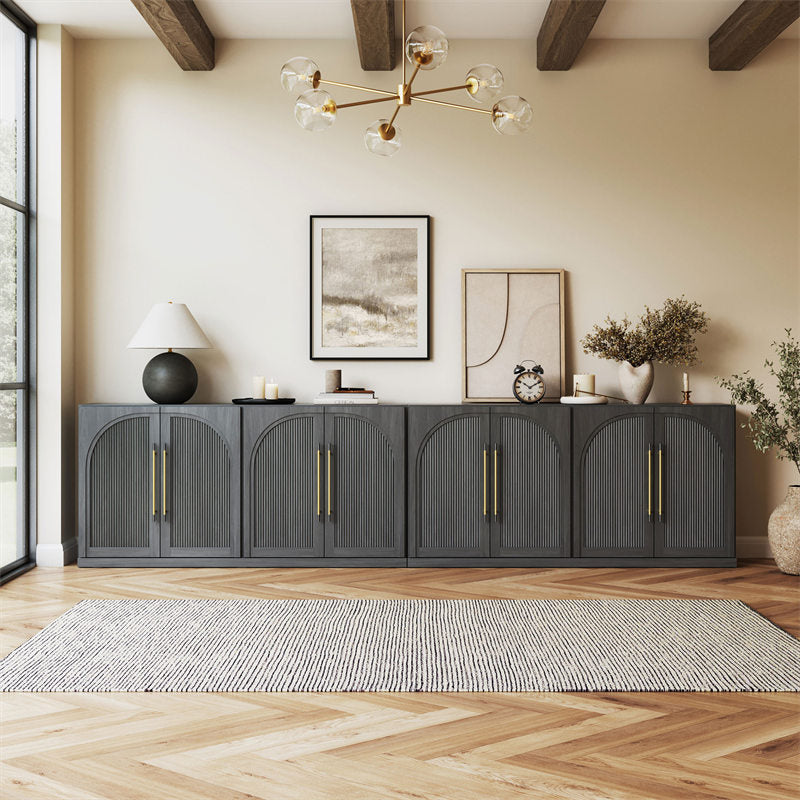 Belleze Jagger 65-inch Double-Arc Wood Door Sideboard in Black Ebony