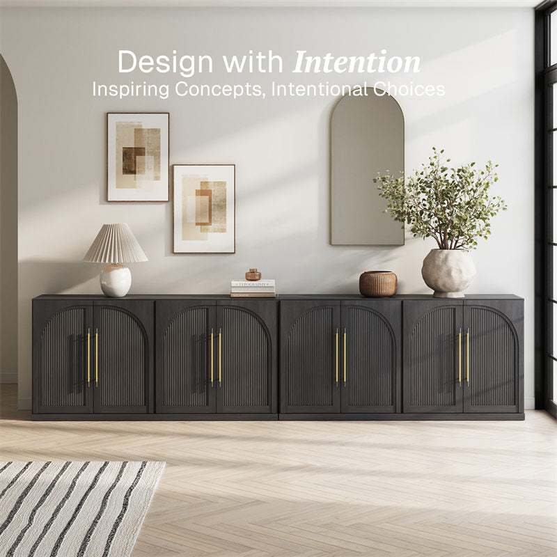 Interior storage tiers of the Belleze Jagger sideboard