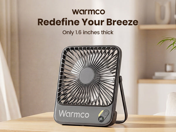 Warmco Portable Desk Fan D3 with digital battery display