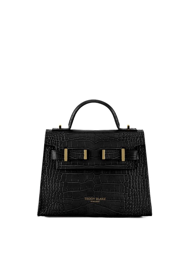Teddy Blake Ava Croco handbag in black leather
