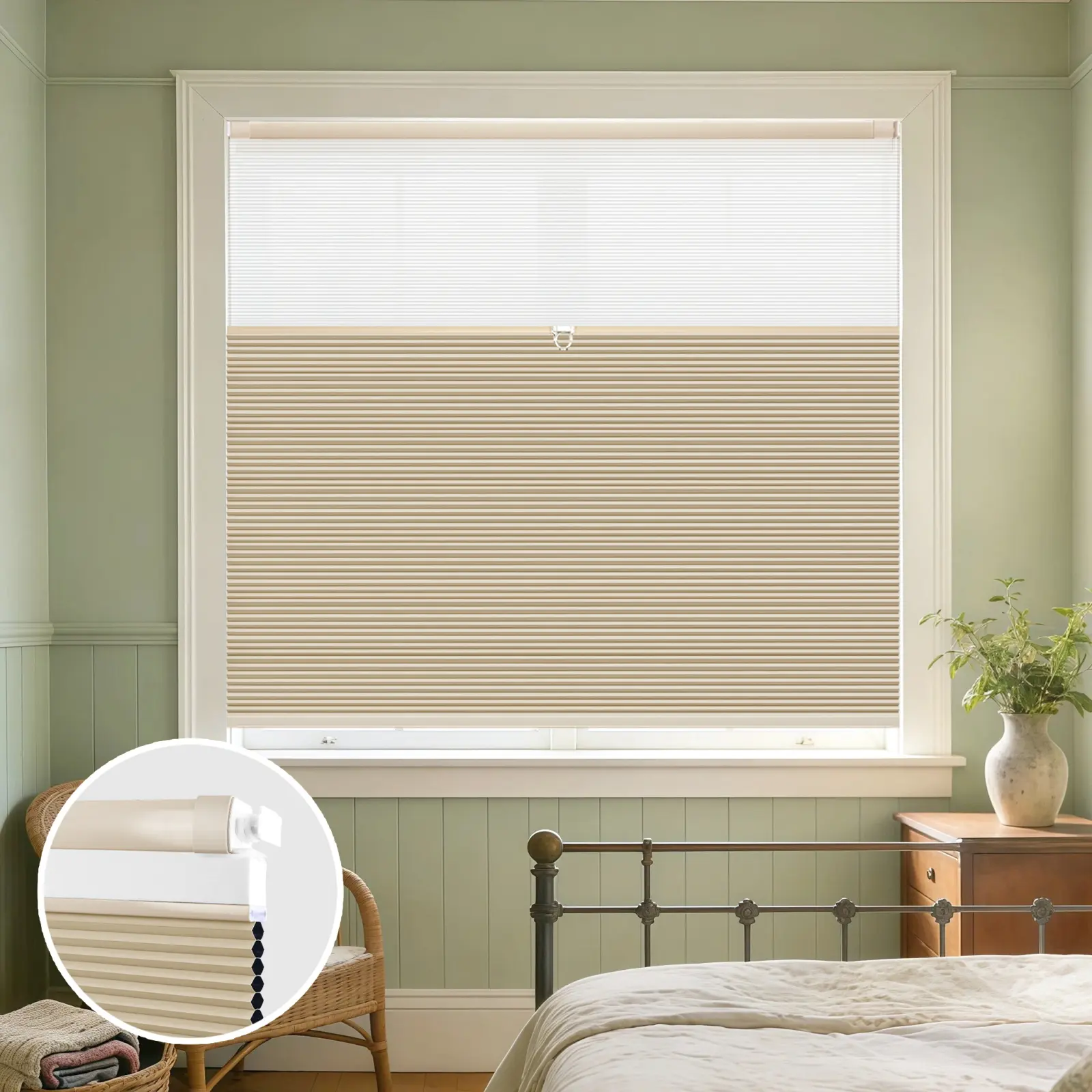 inCustom Cordless No-Drill Day and Night Cellular Shade in the Double Arc style