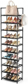 LANTEFUL 10-Tier Tall Shoe Rack in black holding rows of shoes