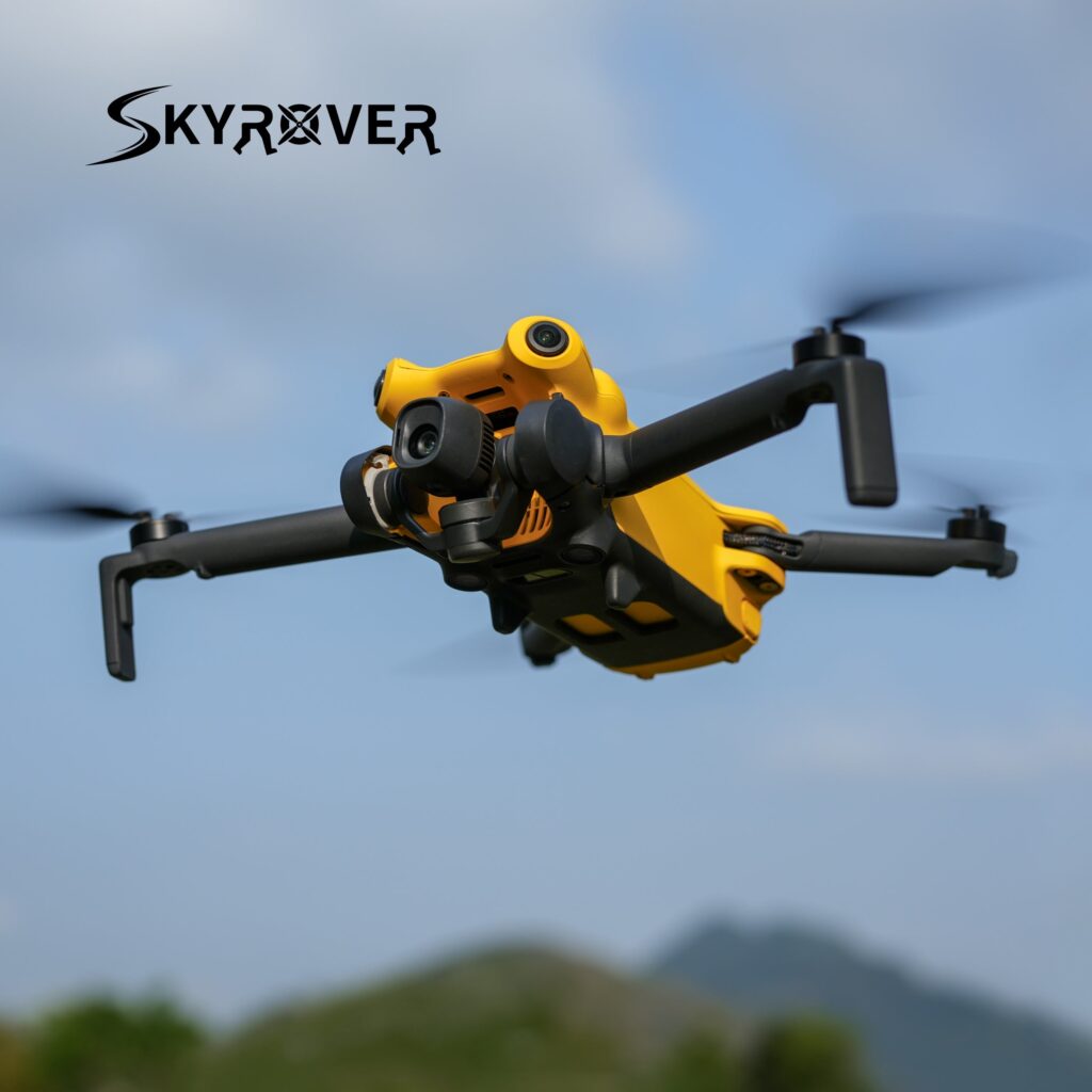 SKYROVER X1 under-249g mini drone flying over a scenic landscape capturing 8K aerial footage