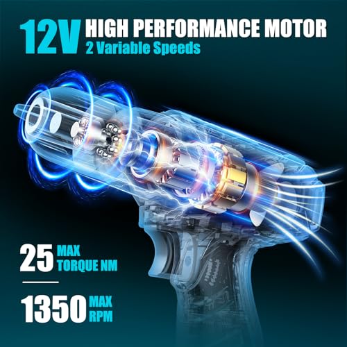 Sundpey 12V cordless drill from the 206-piece tool kit