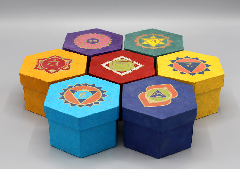 NepaCrafts Seven Chakra Healing Singing Bowls Gift Box Set, full set of seven brass bowls