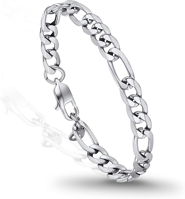 PROSTEEL stainless steel Figaro link chain bracelet with lobster clasp