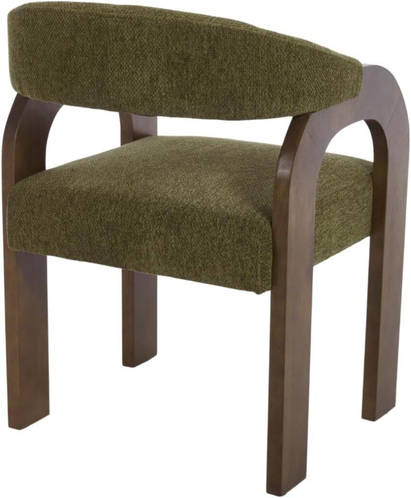 DAYALANE Farmhouse Dining Chair in Sage Green chenille on a plain background