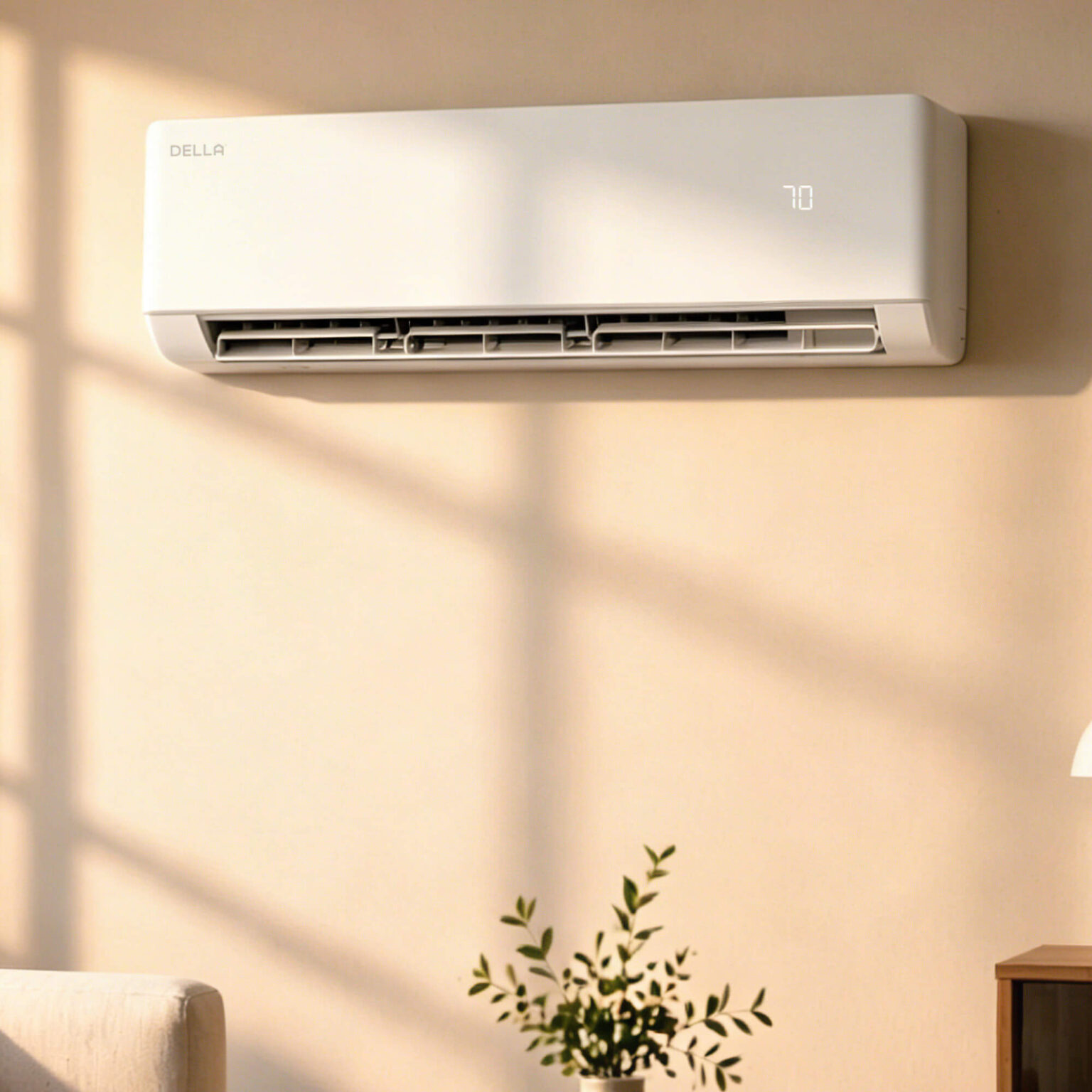 Della Vario Series 12000 BTU Mini Split Review: What 1,000+ Buyers Are Saying Della mini split indoor wall unit installed in a living room