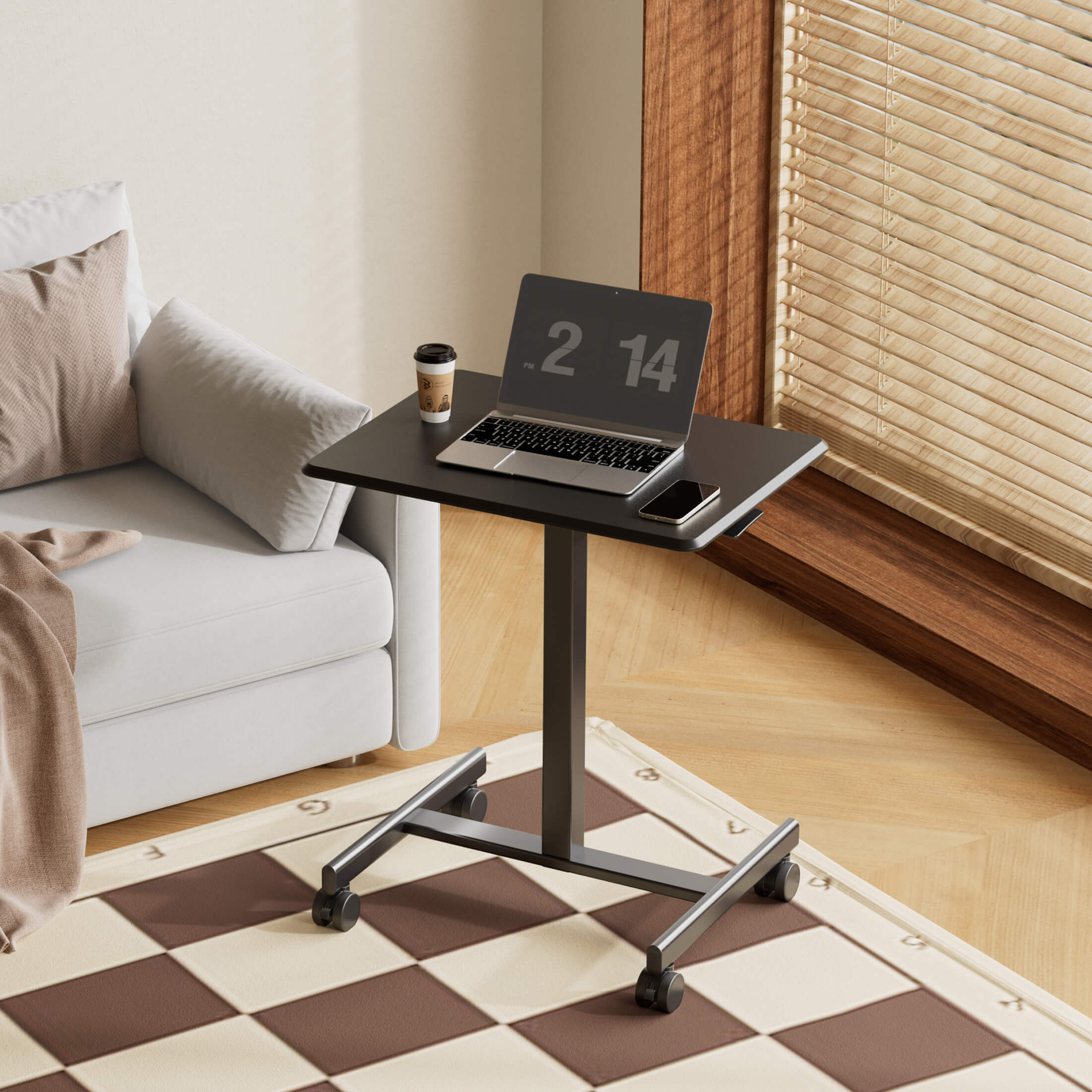 Sweetcrispy Adjustable Laptop Desk Bedside Table shown at a raised standing height
