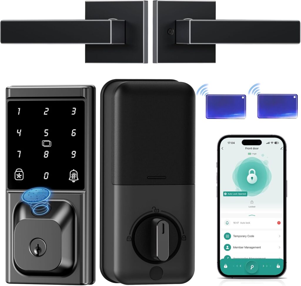 IBLOG smart deadbolt lock with 2 lever handles, front view