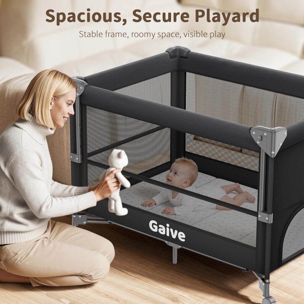 Gaive branding printed on the 4-in-1 bassinet playard frame