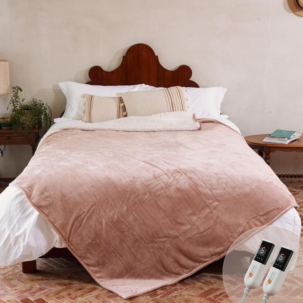 GOTCOZY Queen size heated blanket in Rose Dust color