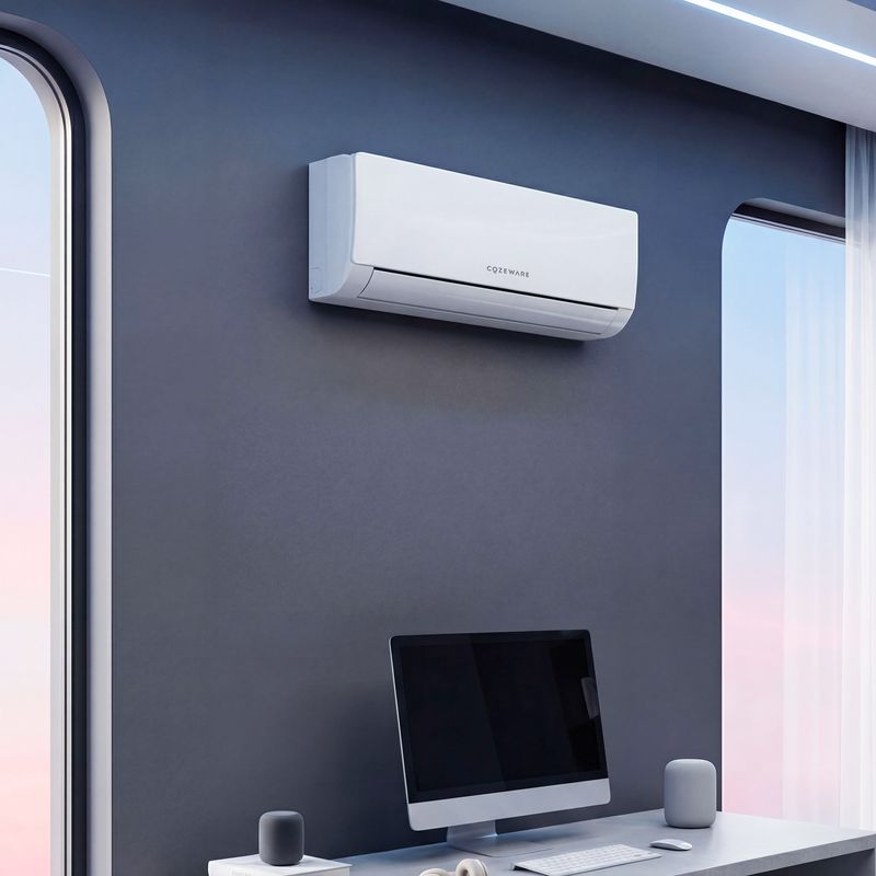 Cozeware mini split indoor unit installed in a room