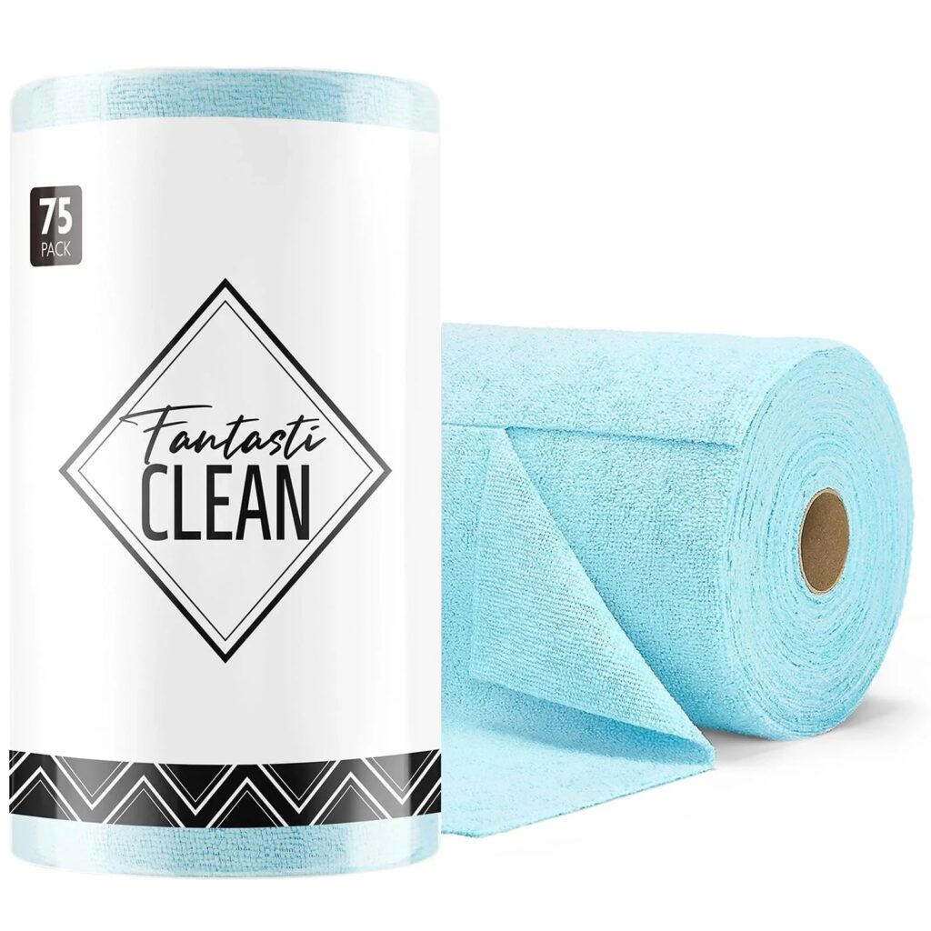 FantastiCLEAN 75-Pack Tear-Away Microfiber Cleaning Cloths in blue
