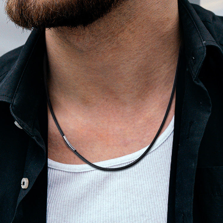 FaithHeart braided waterproof leather cord necklace close-up