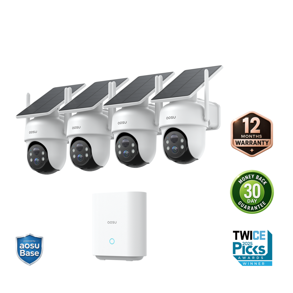 Aosu SolarCam D1 Classic Kit solar security camera mounted outdoors