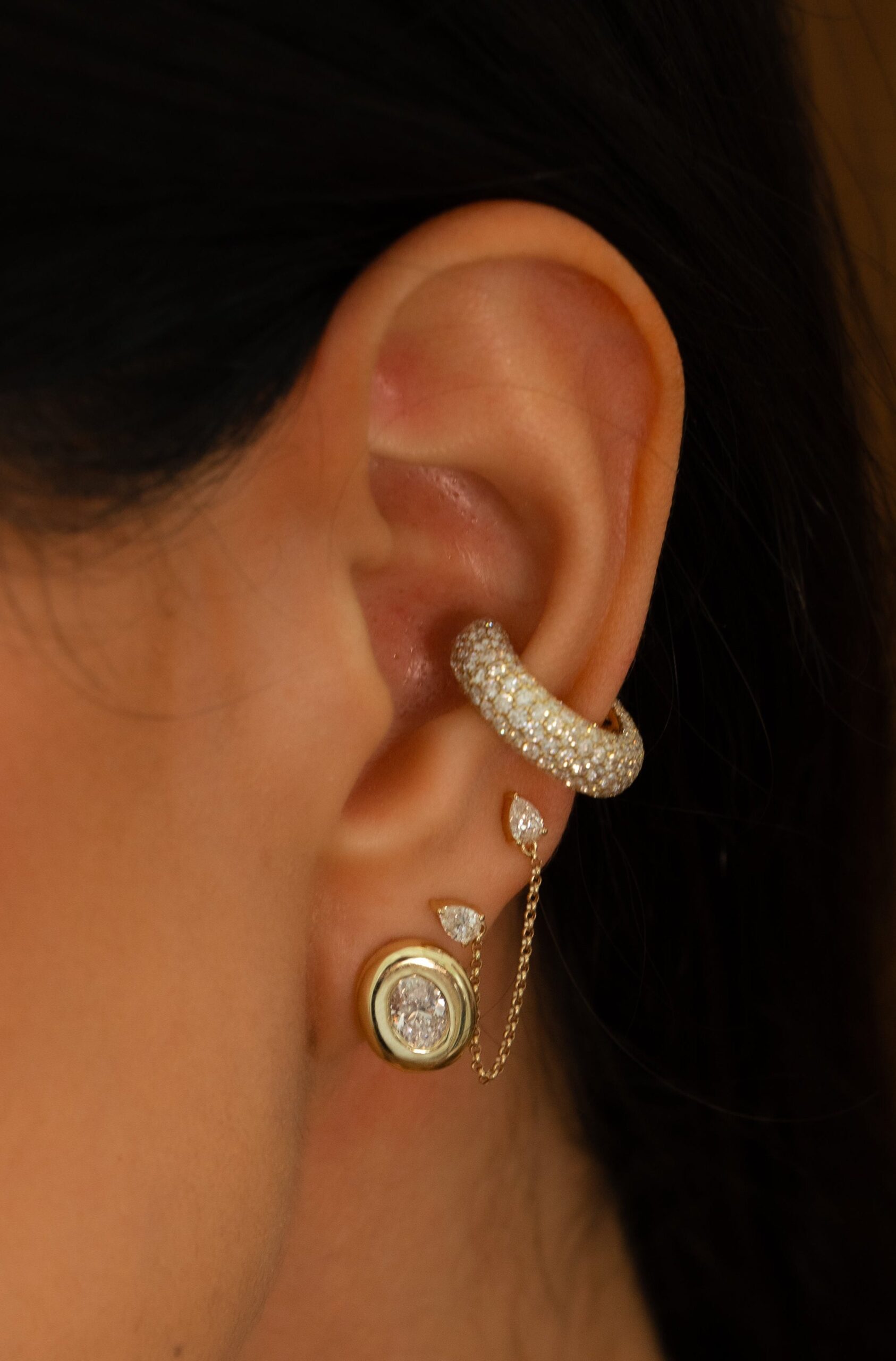 Gold Lab Grown Oval Bubble Stud Earring, another everyday earring style from the same Monisha Melwani collection