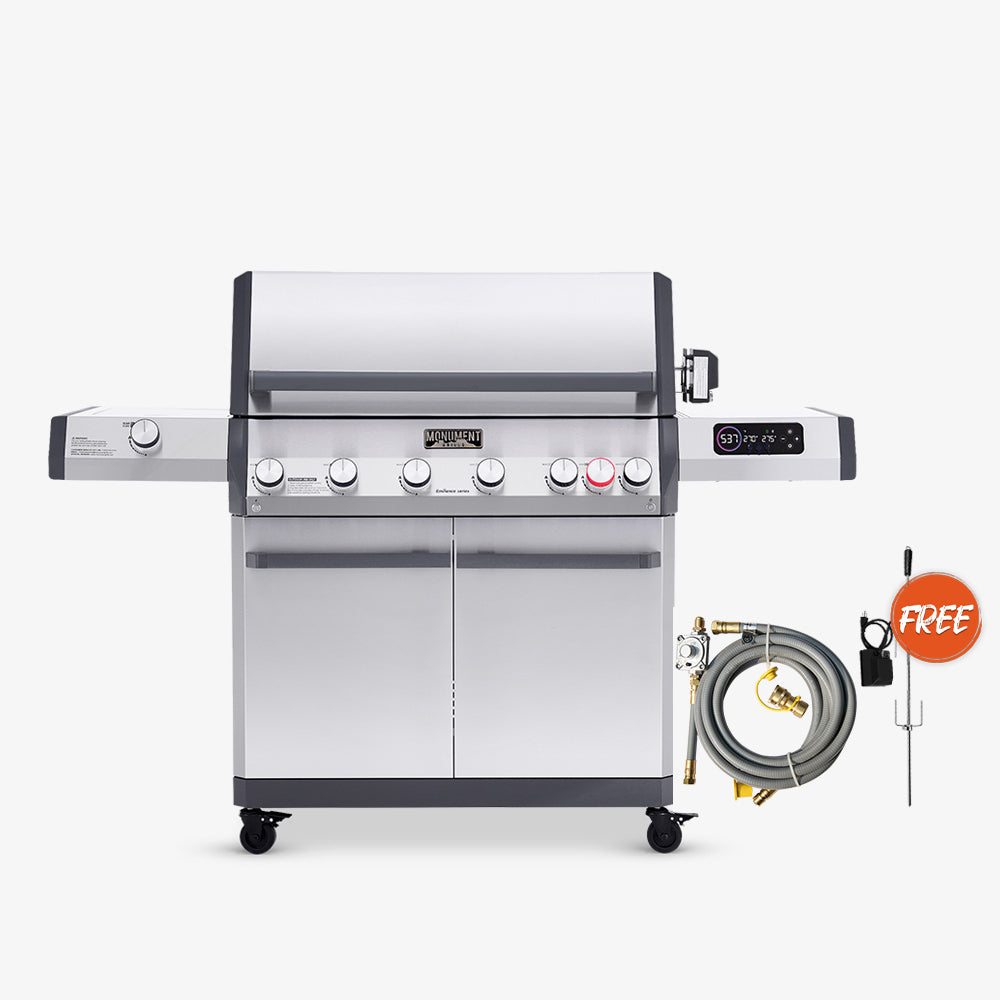 Monument Eminence 605 grill shown with natural gas conversion kit