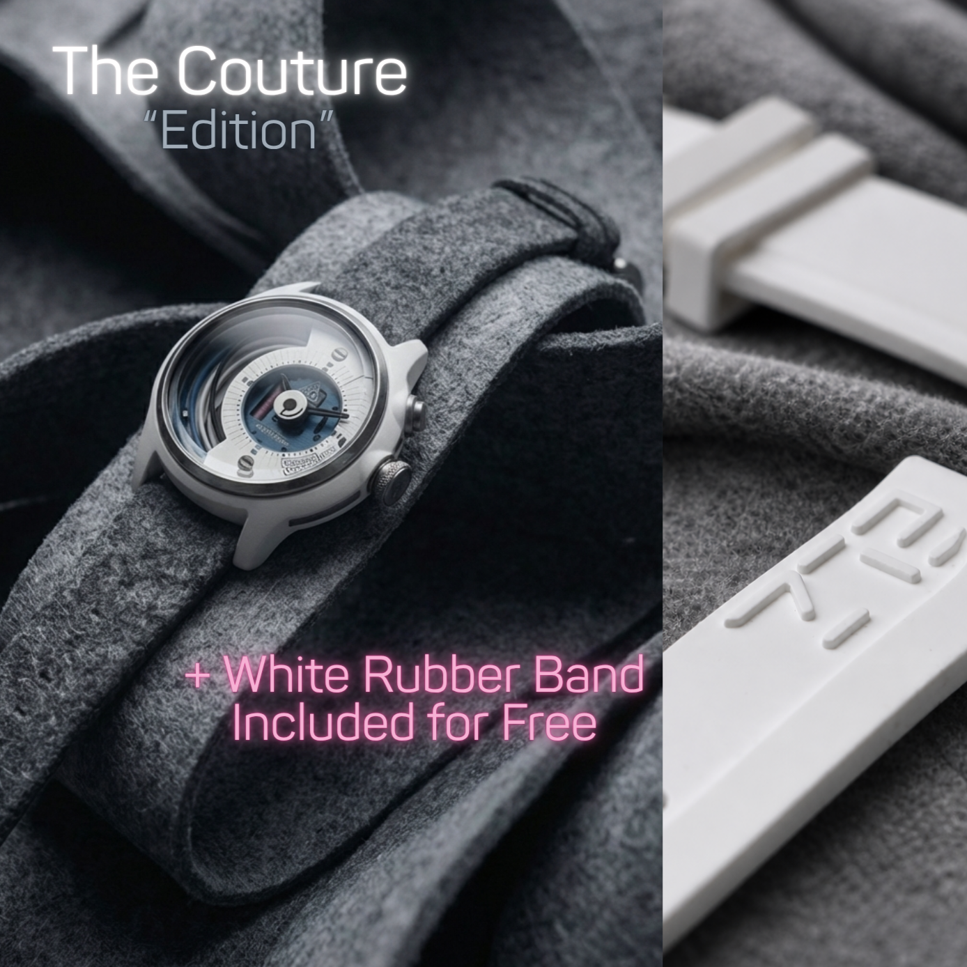 The Electricianz Bionic Couture Edition watch with electric blue dial and LED module