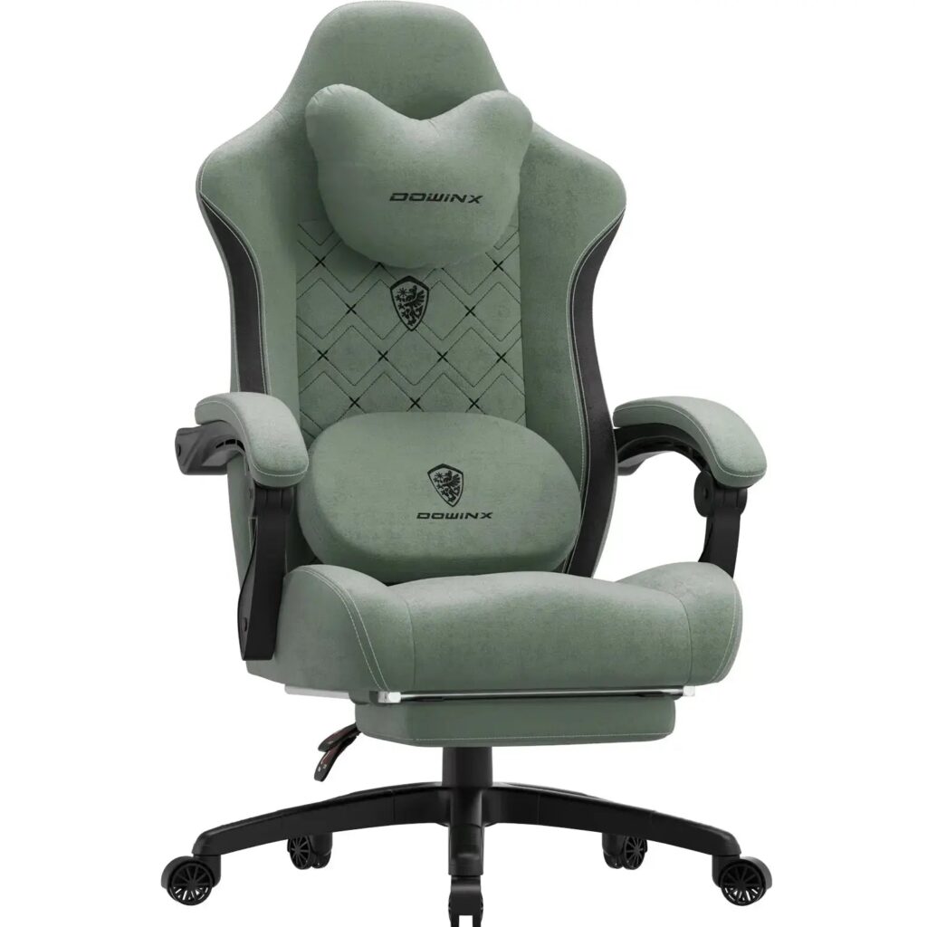 Dowinx Heated Massage Series MB38 gaming chair in green fabric