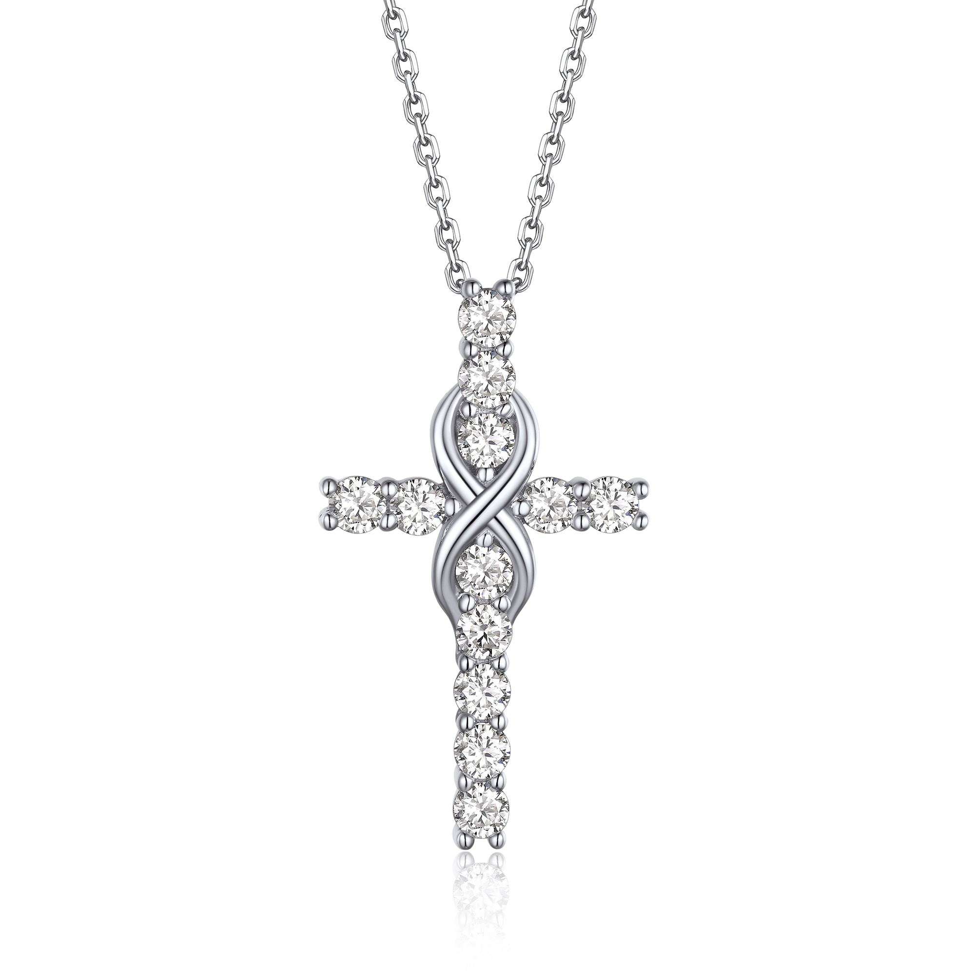 MomentWish Moissanite Cross Infinity Pendant Necklace pendant close-up