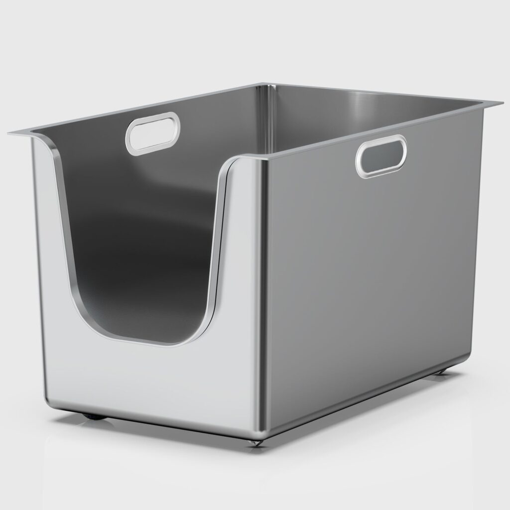 PTLOM stainless steel high-sided litter box for multi-cat homes