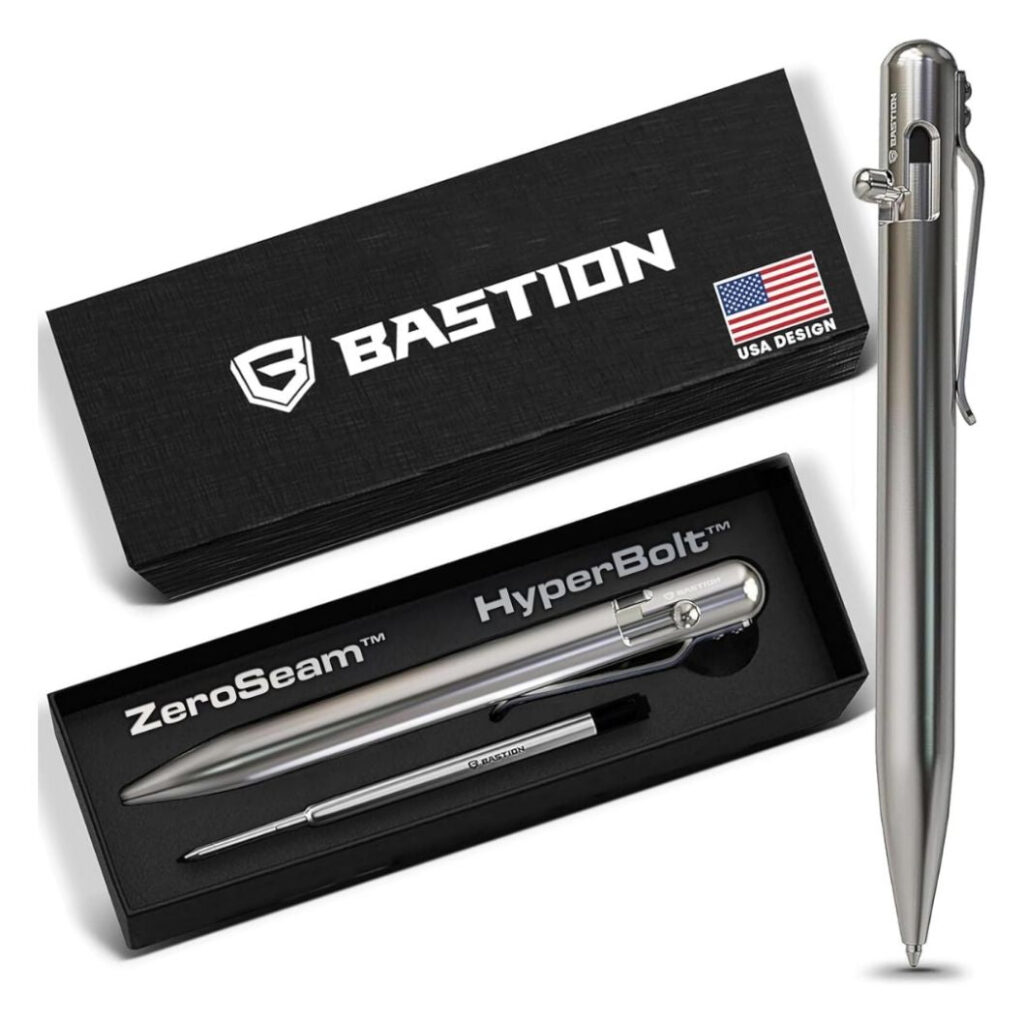 Bastion Stainless Steel Bolt Action Pen in silver finish