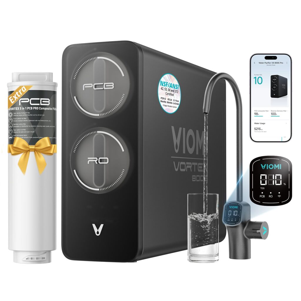 VIOMI Vortex 8 Pro tankless under-sink reverse osmosis water purifier with smart LED faucet