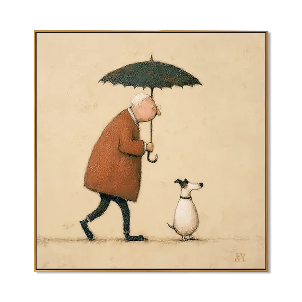 Gentle Rain Companion, a hand-painted minimalist acoustic wall art piece from IrisLeeGallery