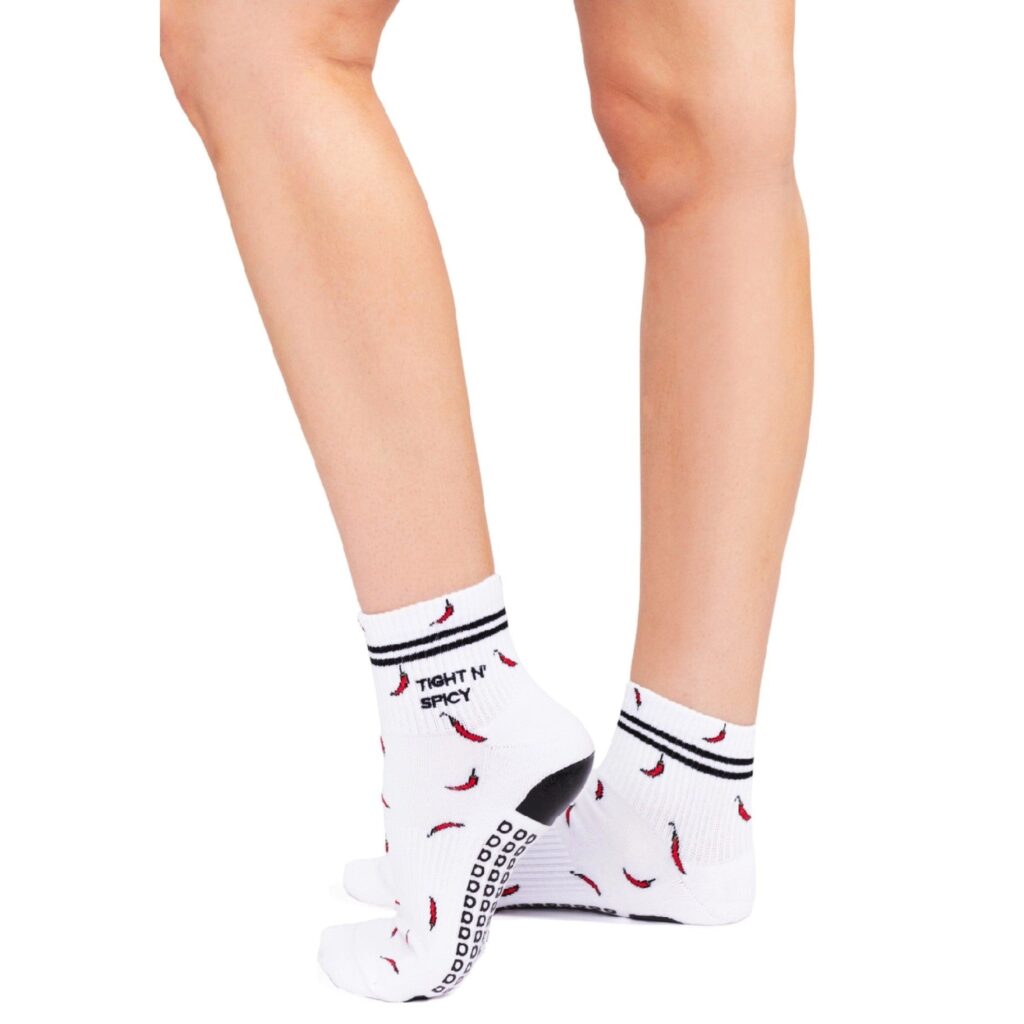 Arebesk Tight Dallas x Chili Pepper Crew Grip Socks in white