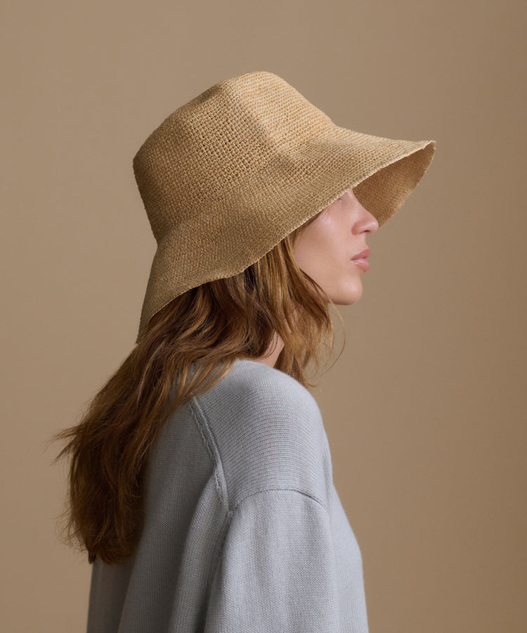 Close-up detail of the Jenni Kayne Crochet Raffia Sun Hat weave