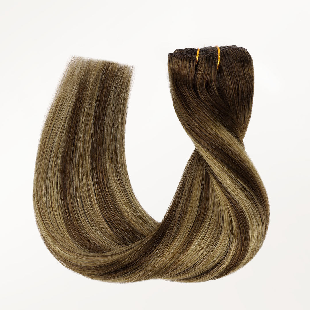 GOO GOO Hair Classic Clip-In Hair Extensions in Caramel Blonde Balayage