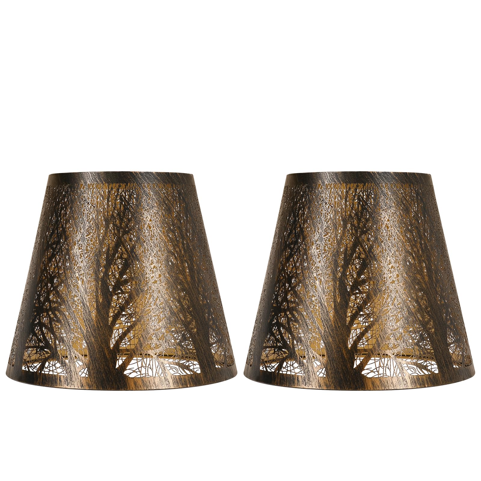 SWAIFDEE clip-on etched forest metal lamp shade in antique bronze finish