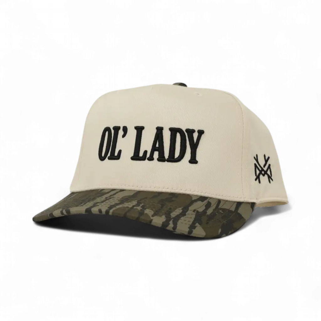 The Mad Hatter Co Ol Lady Snapback Hat in retro camo colorway