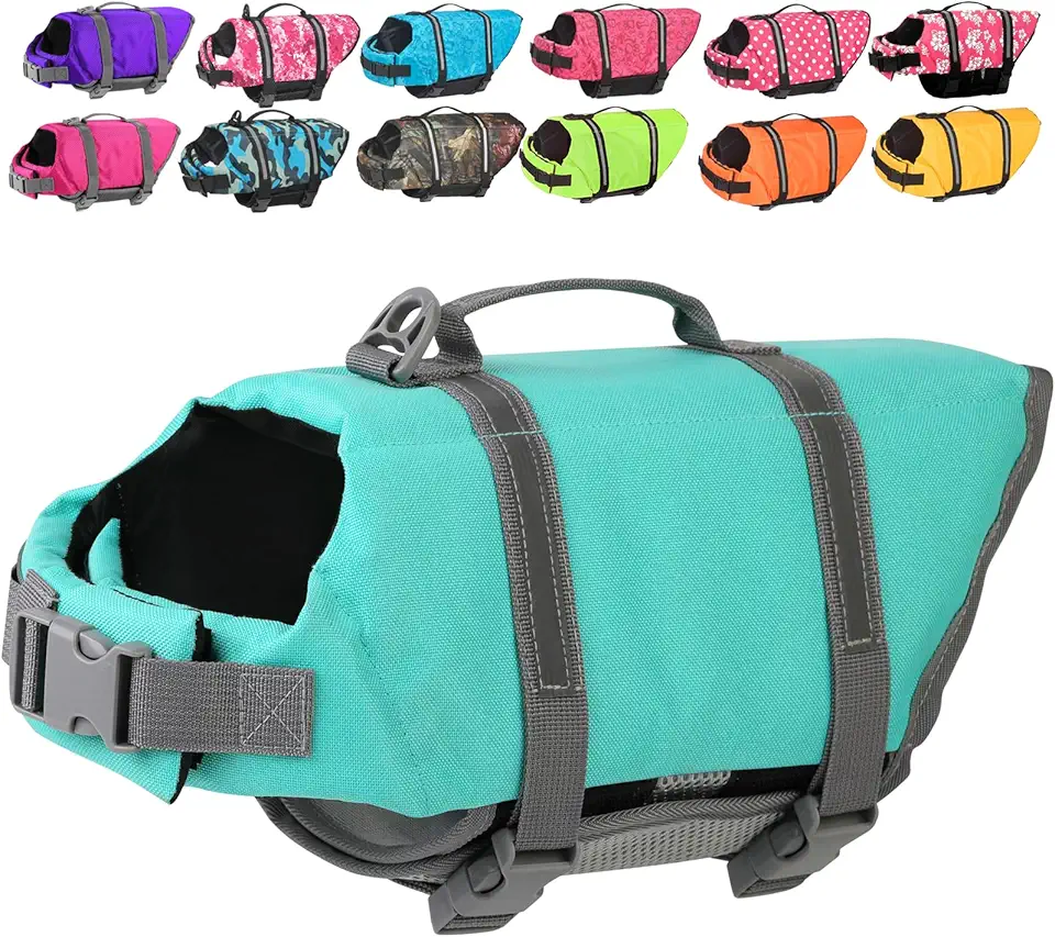 Doglay dog life jacket with rescue handle and adjustable buckle straps