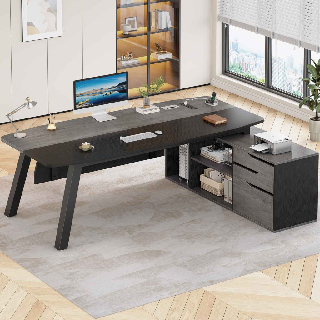 SEDETA 71 inch Executive Desk with File Cabinet