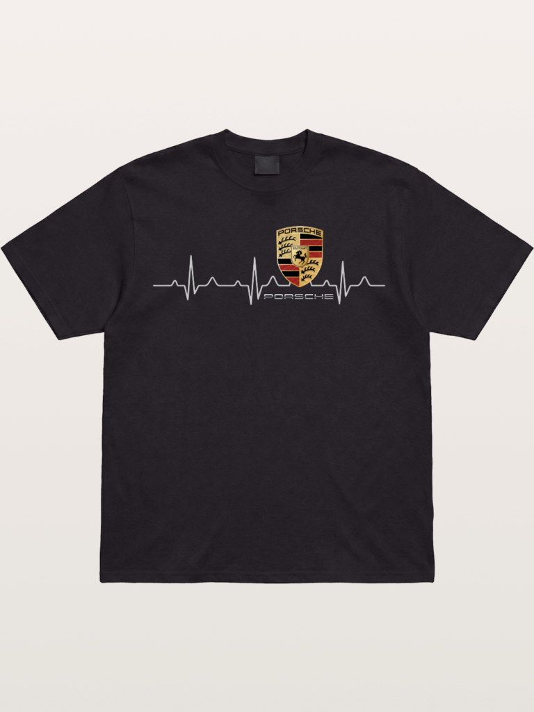 QINK Porsche Heartbeat ECG Line Design t-shirt graphic