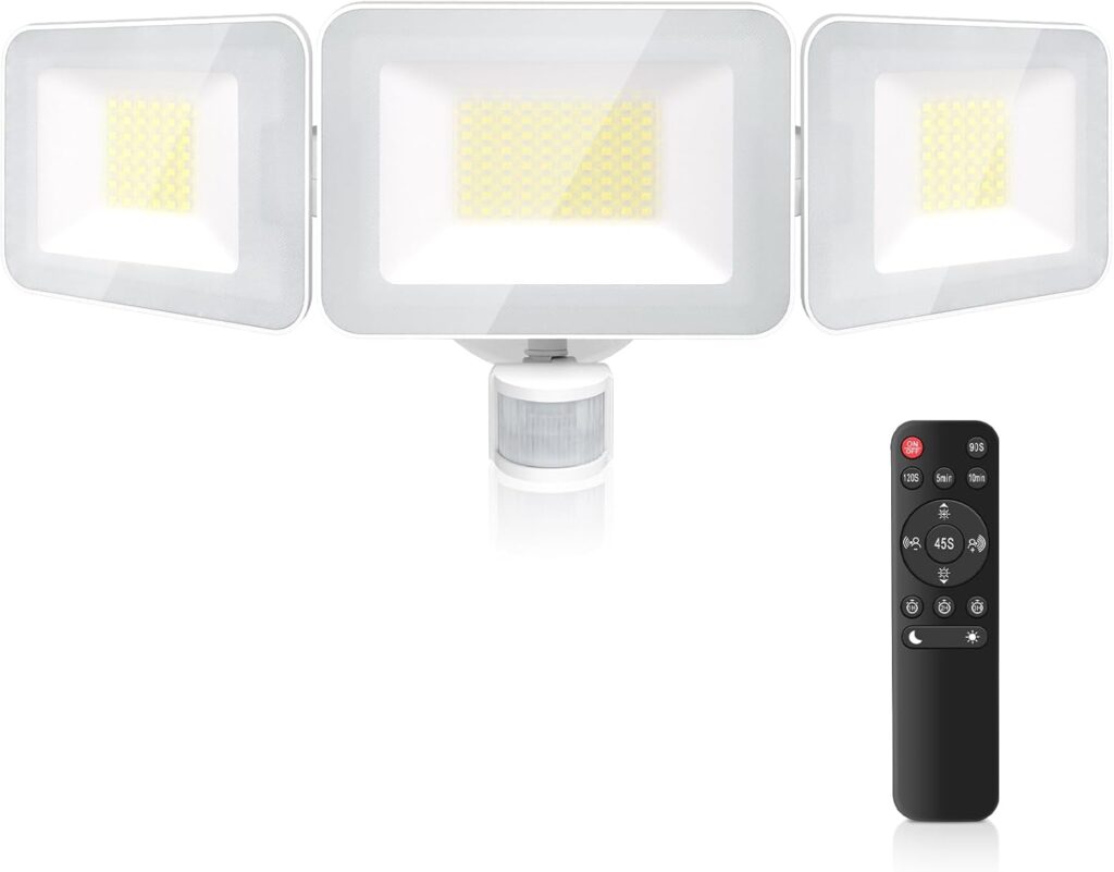 MEIKEE 100W LED motion sensor flood light mounted outdoors