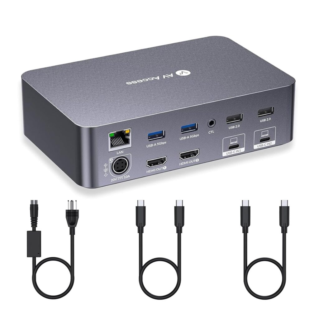 AV Access KVM Switch Dock for 2 monitors and 2 laptops