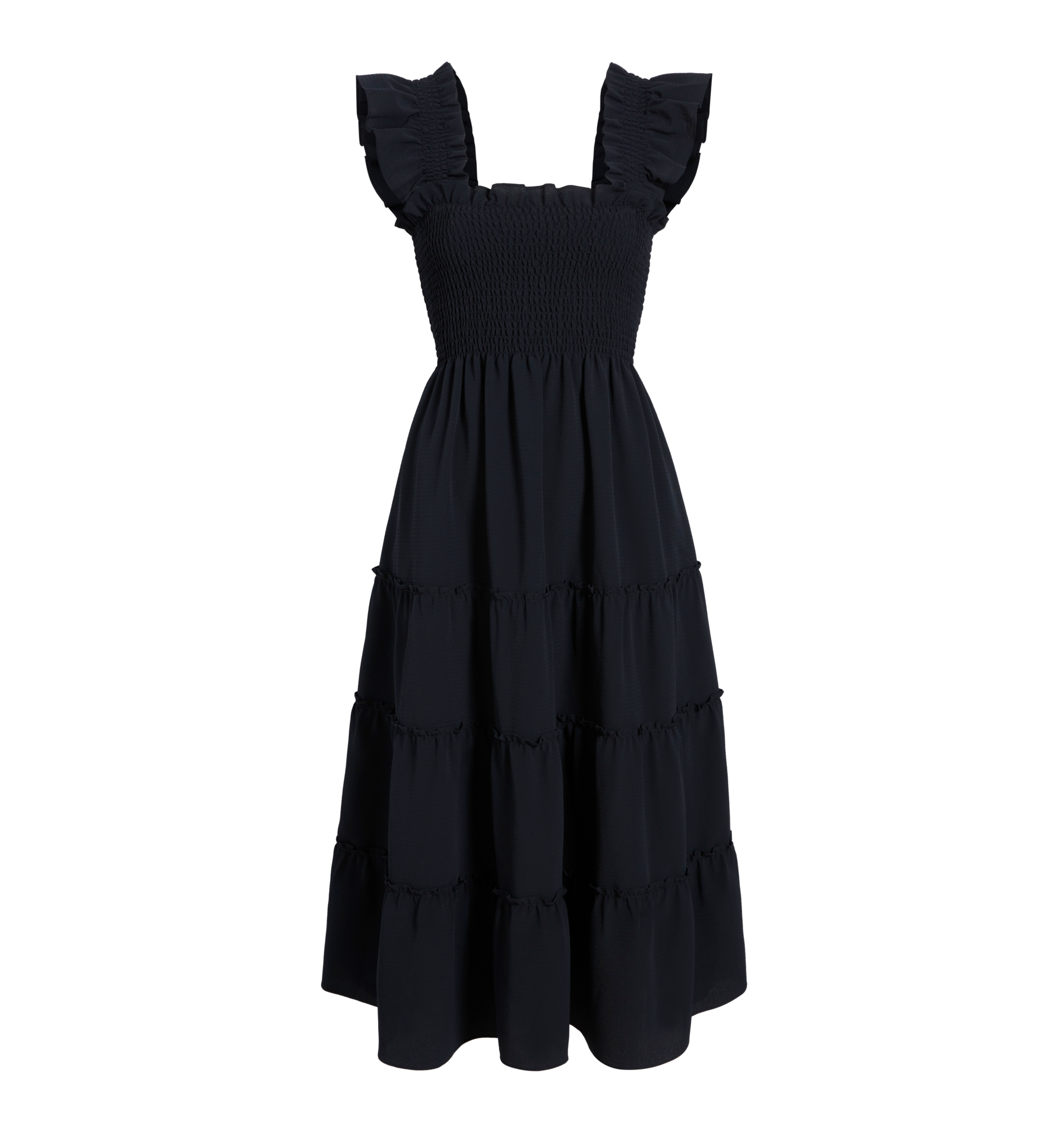Ellie Nap Dress in Black Crepe, a lower-priced alternative to the Cambria