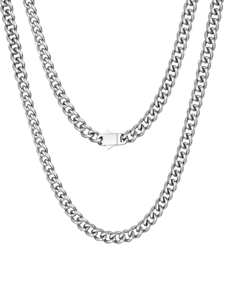 ChainsHouse stainless steel polished Cuban link chain necklace