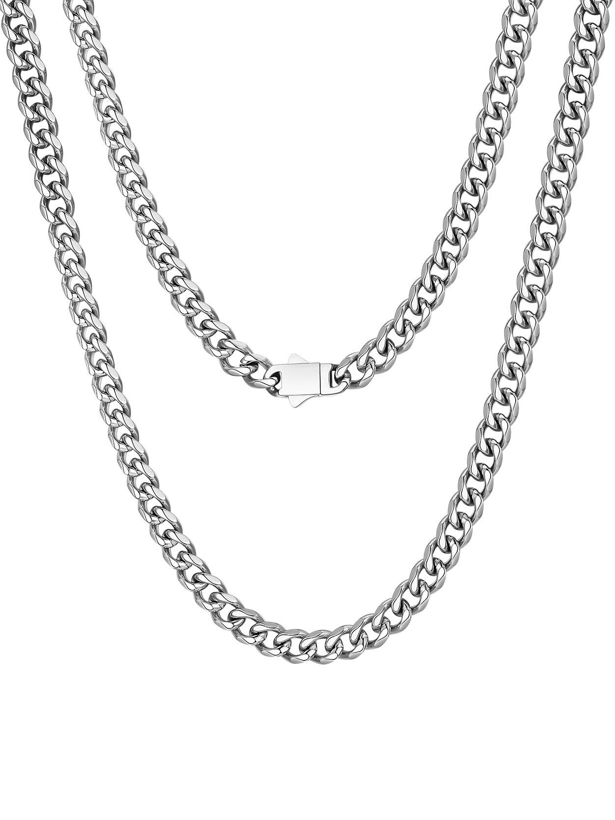 ChainsHouse stainless steel polished Cuban link chain necklace